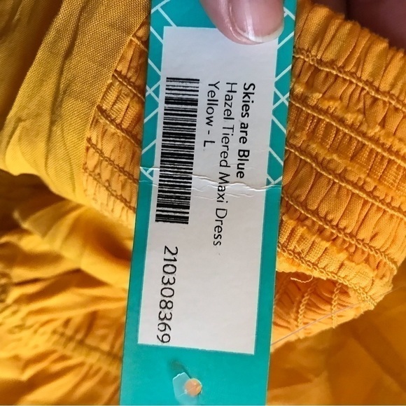 SKIES are blue summer maxi ruffled dress with spaghetti straps size large. New. - Picture 12 of 12